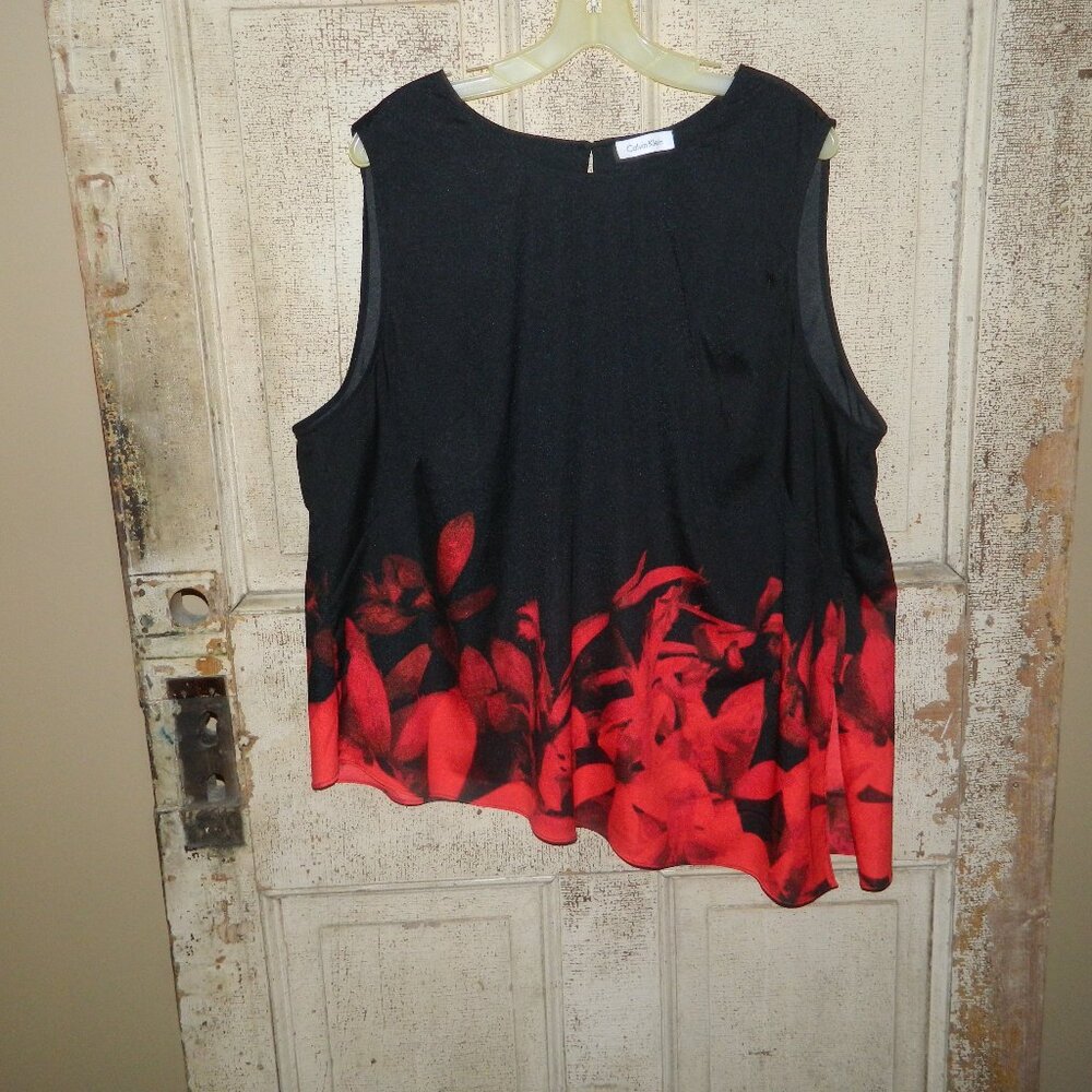 Calvin Klein Sleeveless Asymmetrical Blouse Sz 2X-3X (VV-17)